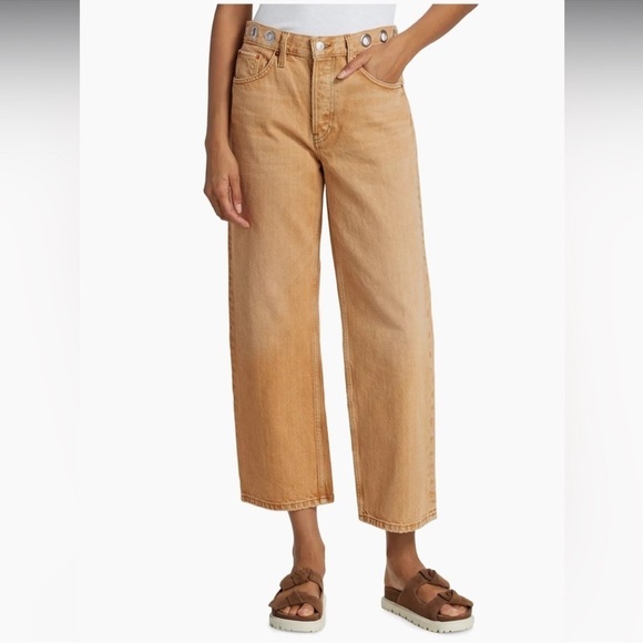 NWT Re/Done originals 90’s Loose Crop size 27 tan with metal
Grommets - Picture 3 of 11